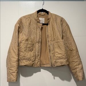 Avec Les Filles Tan Quilted Puffer Jacket